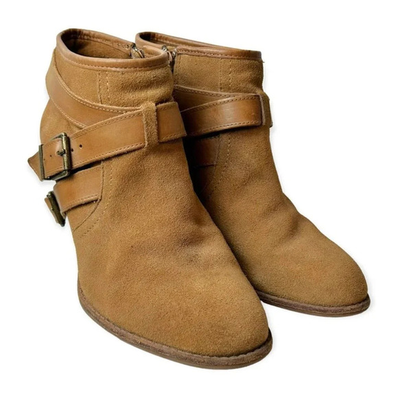 Arnold Churgin Brown Suede  Buckle Ankle Booties - Picture 2 of 8